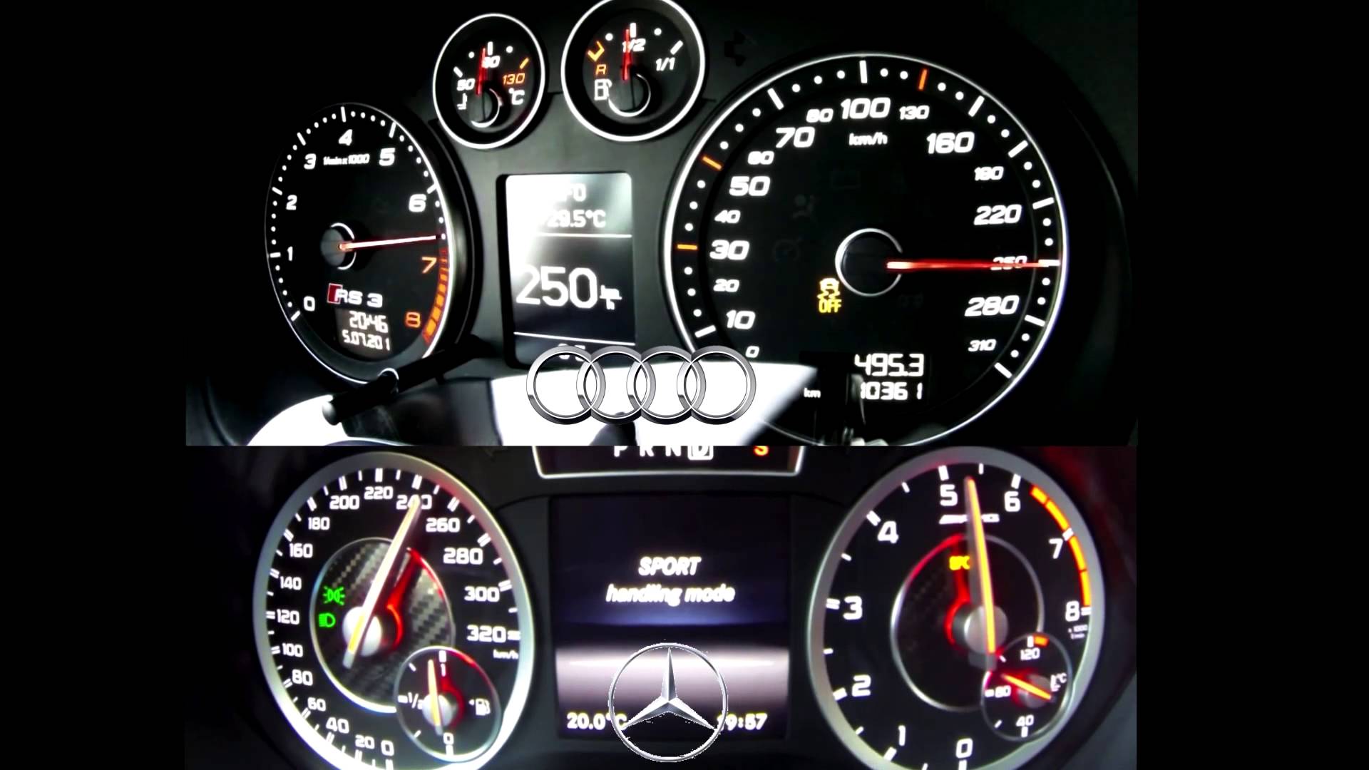 Video: Audi RS3 Sportback vs. Mercedes A 45 AMG (0-270 km/h)