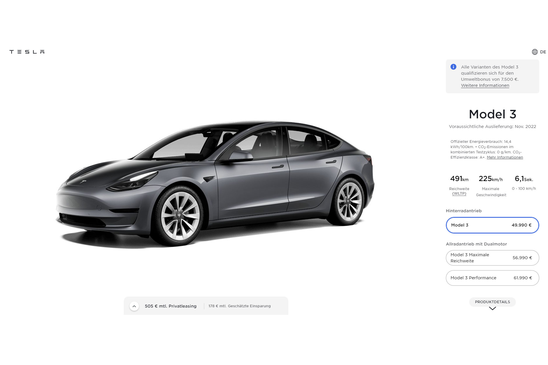 Tesla Model 3 wird deutlich teurer